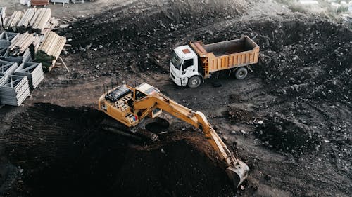 Foto profissional grátis de caminhão basculante, distritos industriais, draga