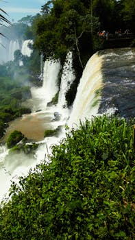 穿过茂密丛林的戏剧性瀑布，提供了一个清爽的自然度假胜地