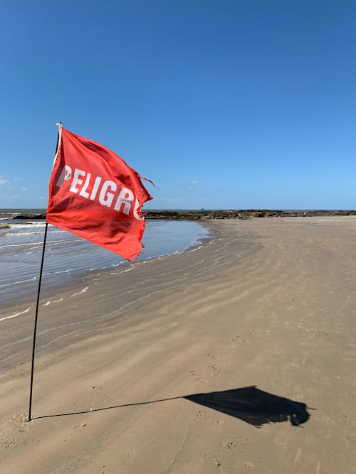 Free stock photo of beach background, blowing wind, flag Stock Photo