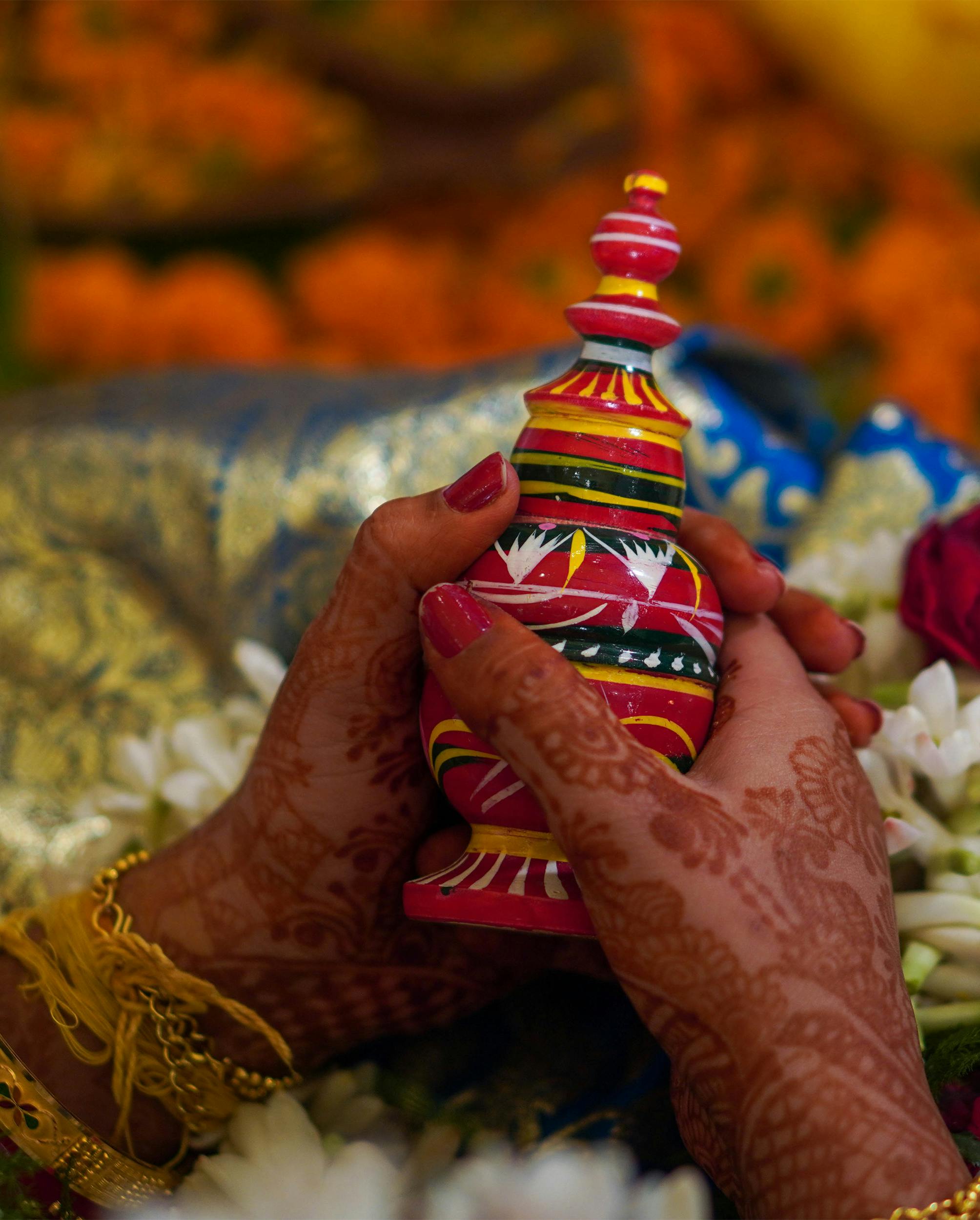 traditional henna on bride hands