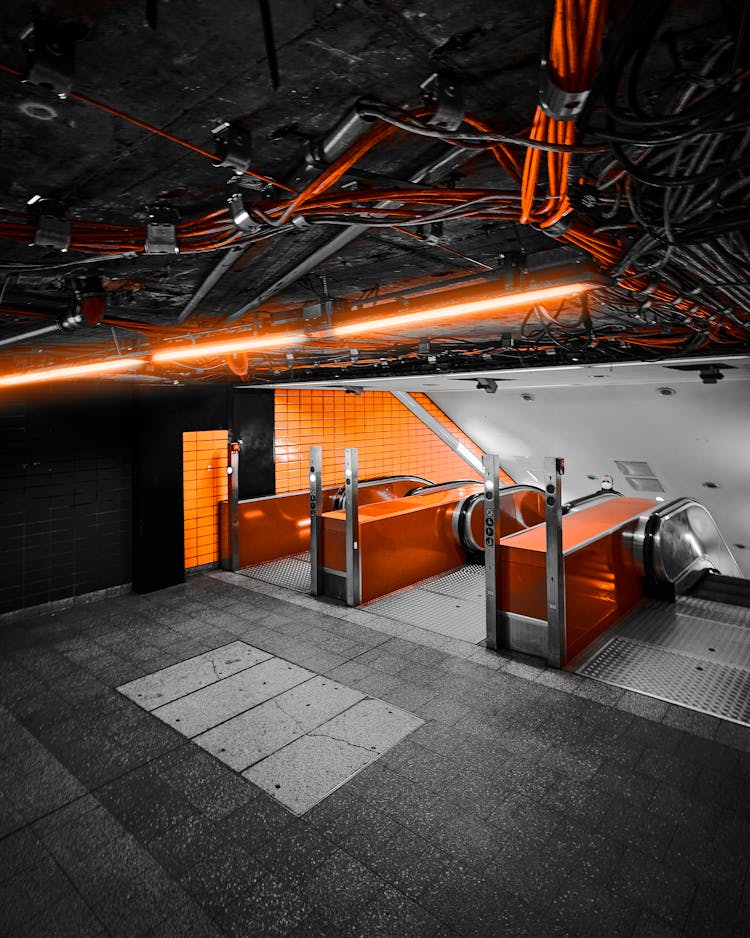 Orange Underground Escalator