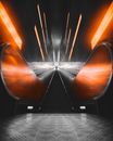 Orange and Black Tunnel With Lights