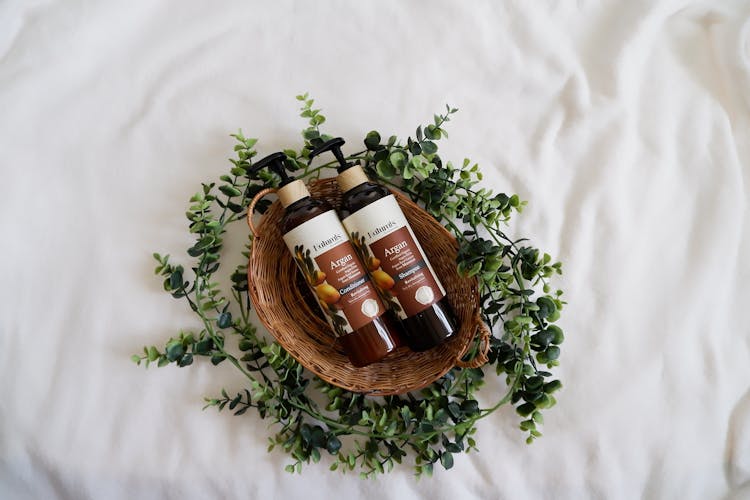 Shampoo And Conditioner In Basket