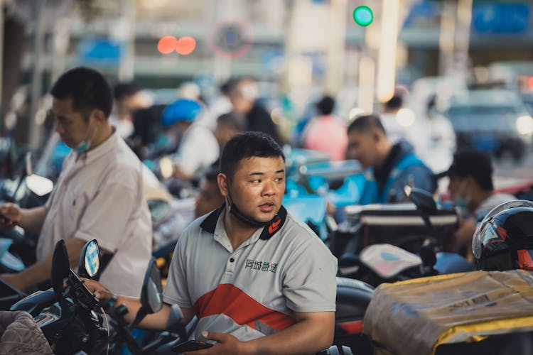 Men During Motorcycle Trade Show