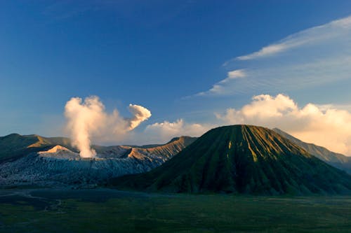 Green Mountain Under Blue Sky