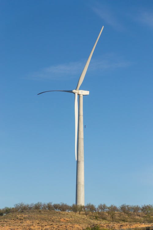 A Wind Turbine under a Clear Blue Sky