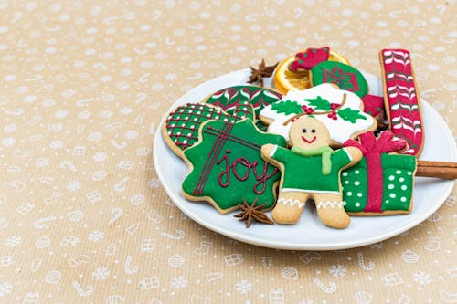 Christmas Cookies on a White Plate