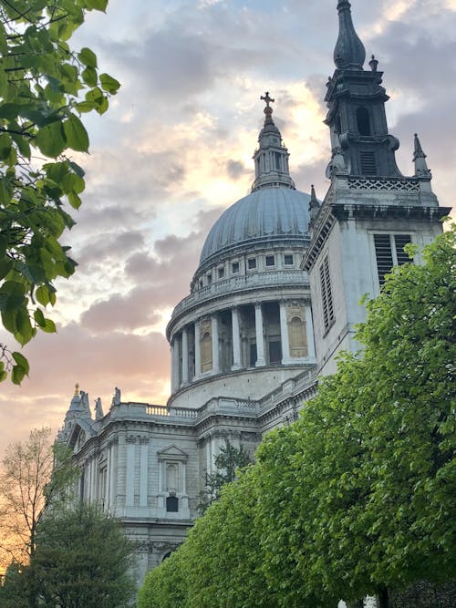 Low Angle Photo of St Paul's Cathedral under Sunset Colors