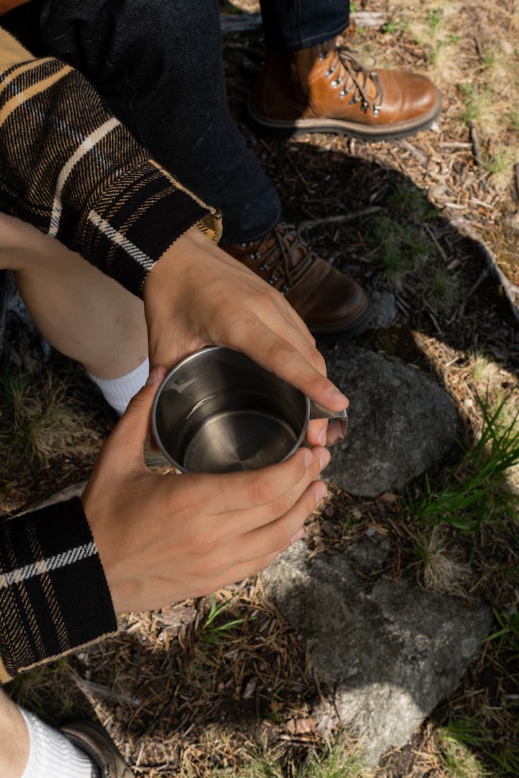 Having A Cup While Camping