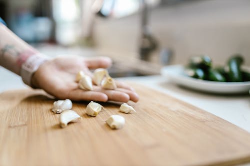Free Preparing Garlic in Close Up Stock Photo