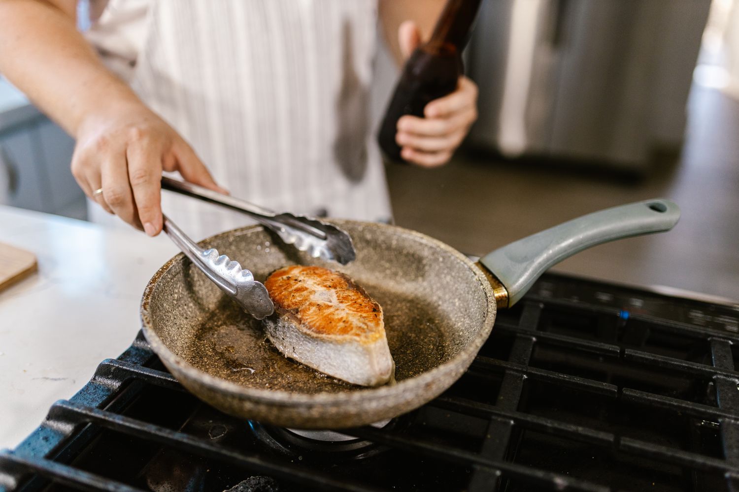 Pan-Seared Shrimp Scampi with Charred Lemon