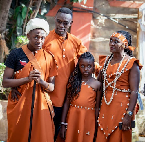 A Family Wearing Traditional Clothes