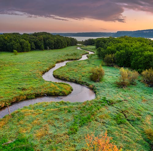 A River Crossing the Grassland