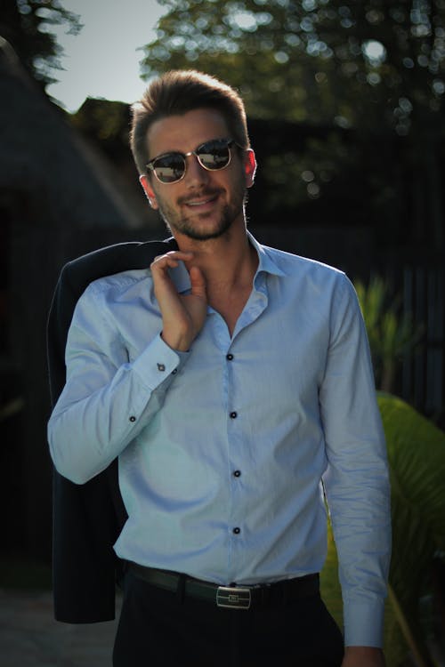 Camicia Elegante Blu Da Uomo