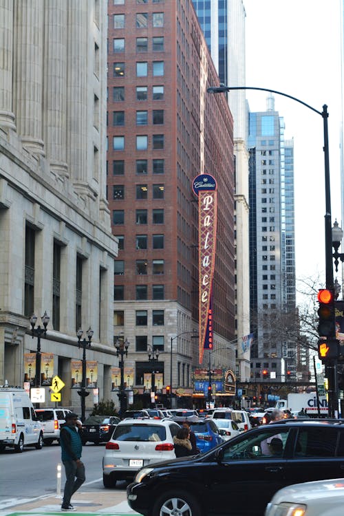 Tall Building Along the City Downtown Avenue