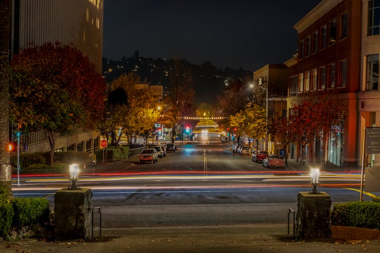 Long Exposure Photo Of City Street St Night 