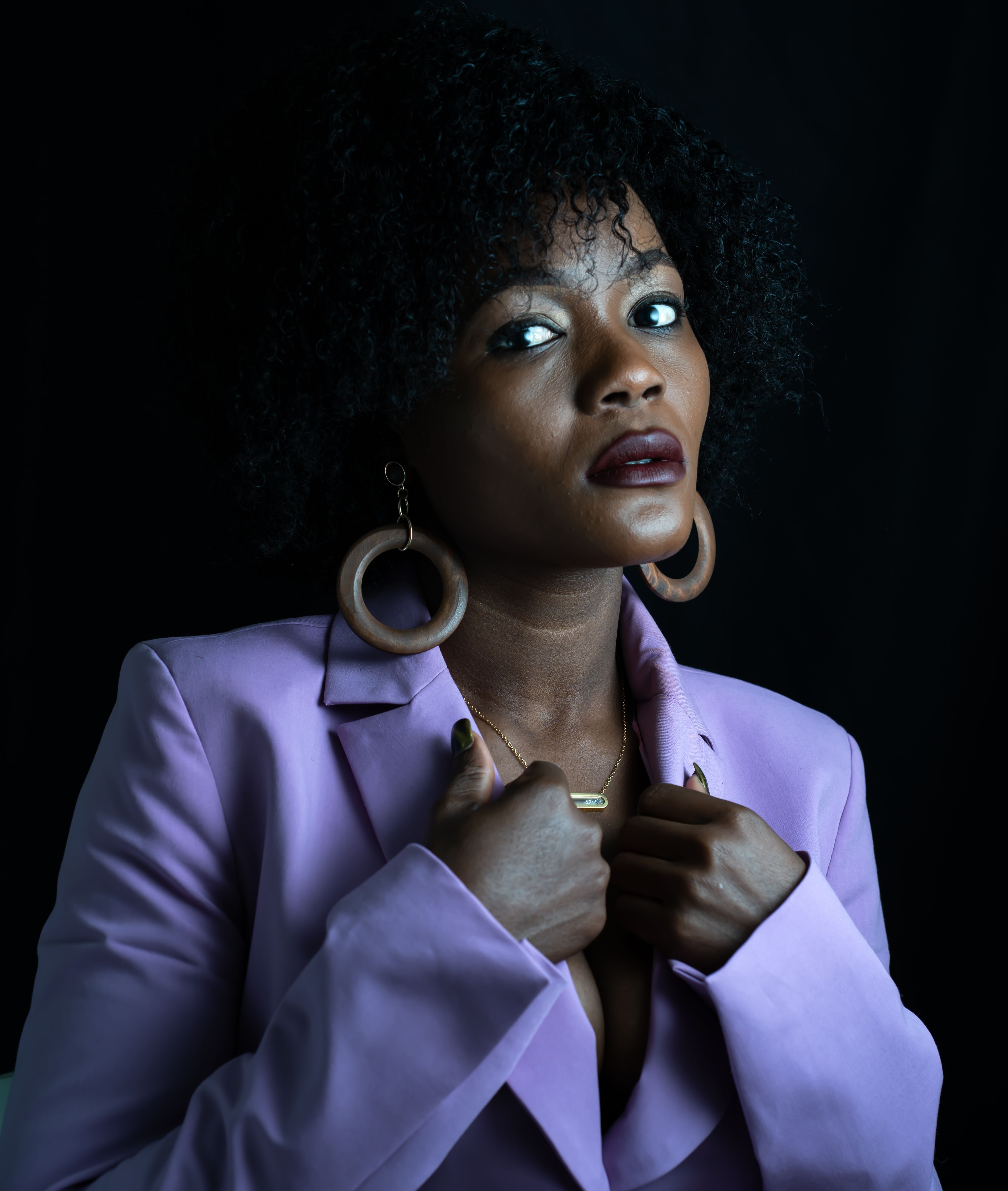Portrait of Pretty Woman in Purple Coat · Free Stock Photo