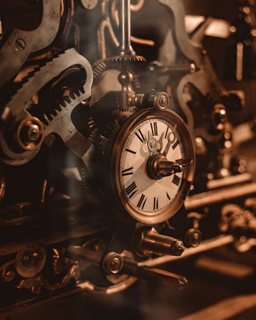 Free A Vintage Clock with Visible Mechanism Stock Photo