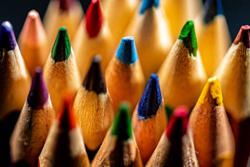 Assorted Colored Pencils in Close Up Photography