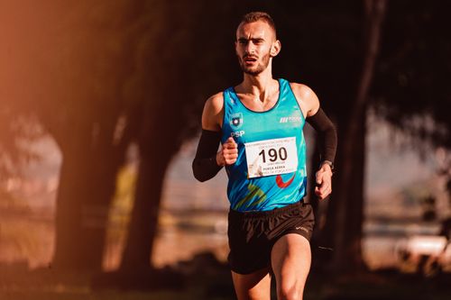Free Athletic man with race number 190 running in a park marathon, daytime. Stock Photo