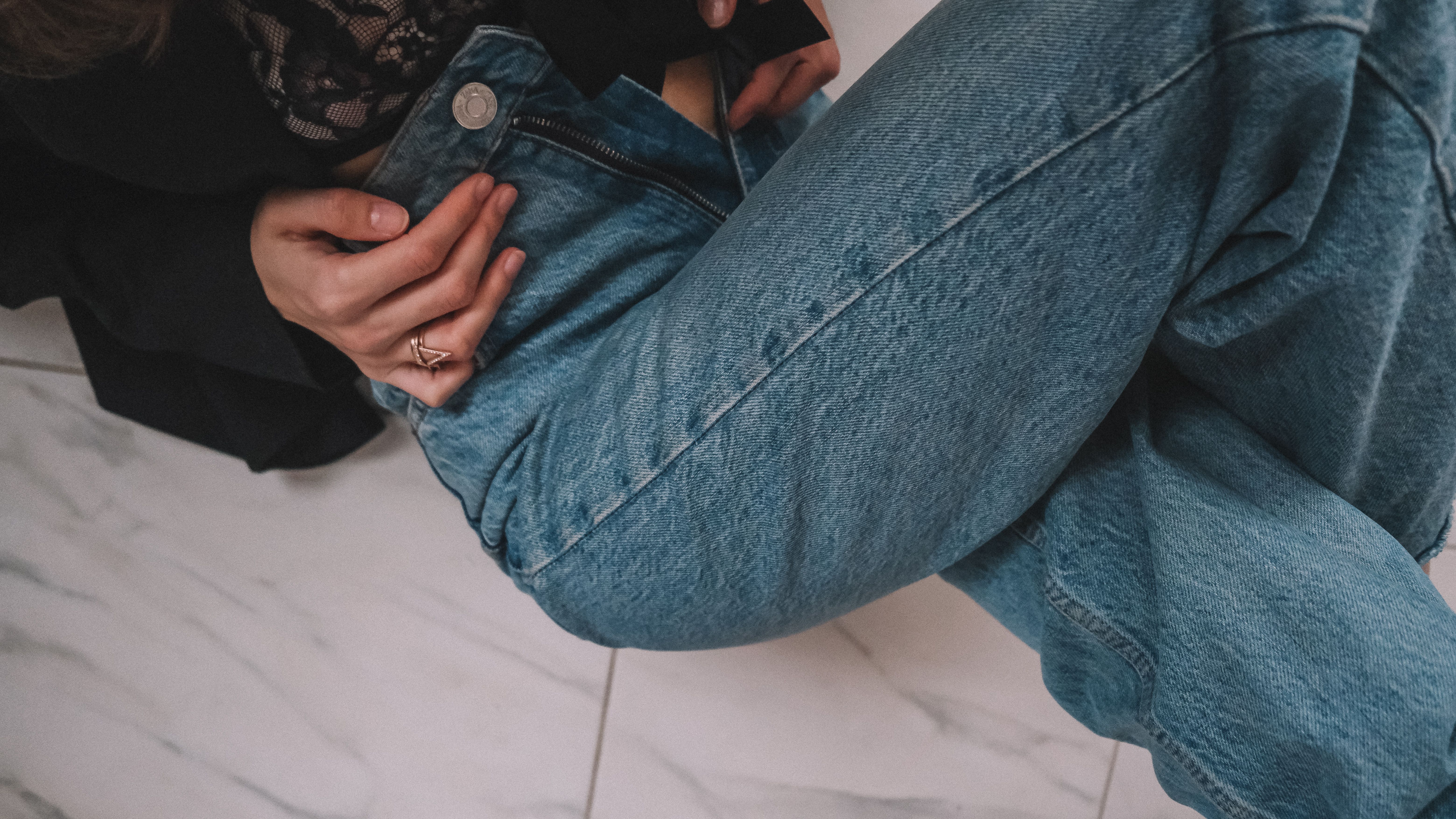 extra high-waisted wide-leg jeans