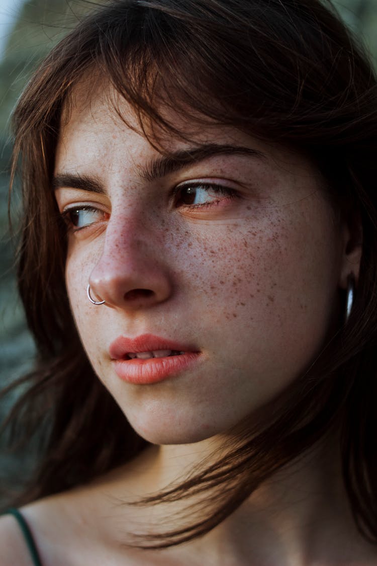 Face Of Girl With Freckles