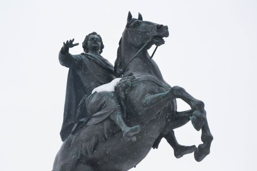 The iconic Bronze Horseman statue of Peter the Great in Saint Petersburg, Russia.