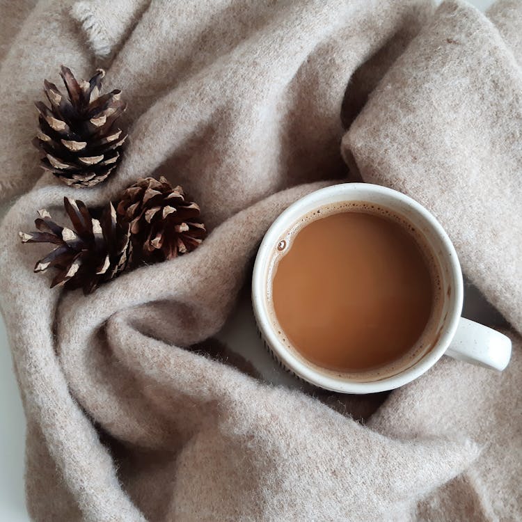 Cup Of Coffee On A Blanket 