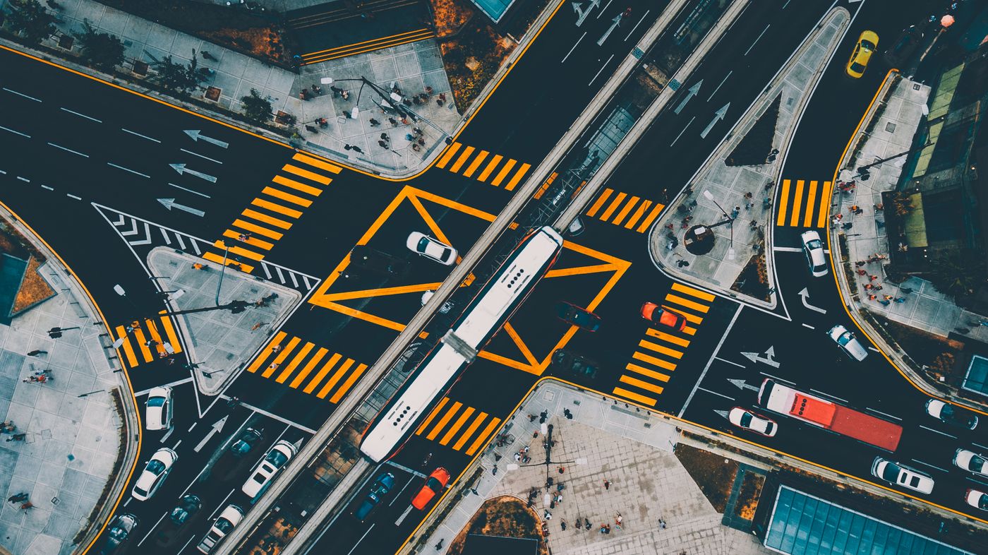 stunning aerial view of city intersection from above — drone photographer Amsterdam | ProShoot.io