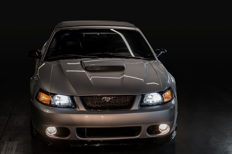 A Silver Ford Mustang