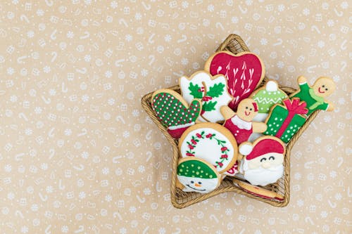 Christmas Cookies on Star Shape Basket