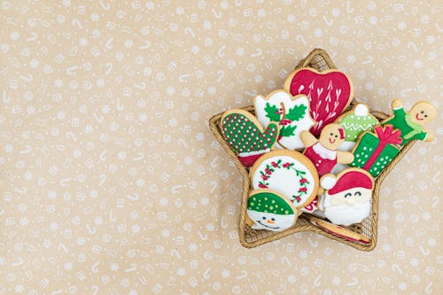 Variety of Christmas Cookies on a Basket