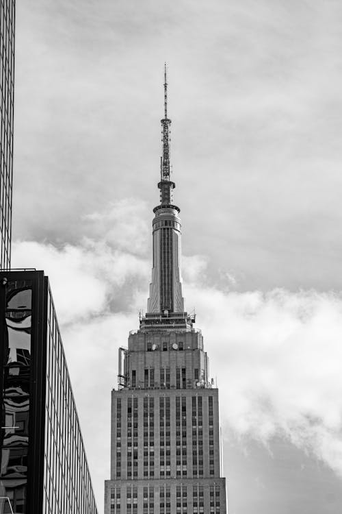 Foto profissional grátis de cidade preto e branco, edifício Empire State, foto da rua