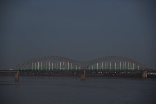 Free stock photo of light up bridge, lights, memphis bridge Stock Photo