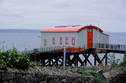 Lifeboat House on Seashore