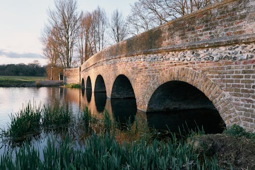 Brown Concrete Bridge over River