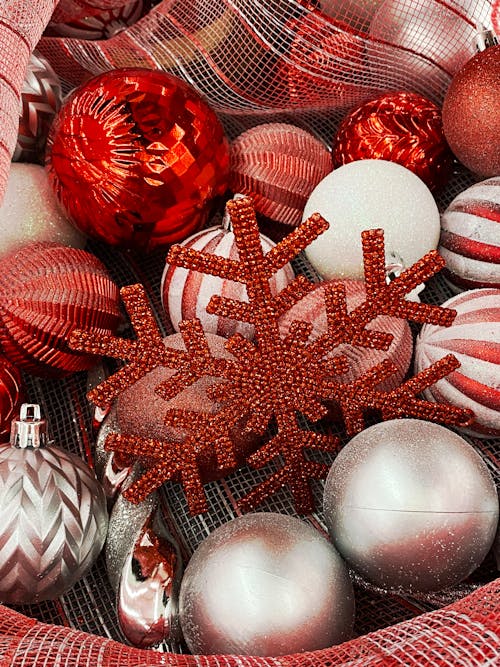 Christmas Ornaments in Close Up Photography