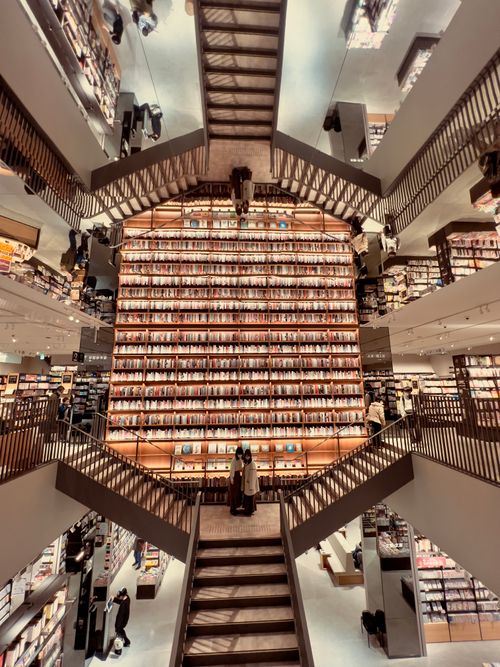 Free Explore the intricate architecture and book collection of a multi-level bookstore in Nagoya, Japan. Stock Photo