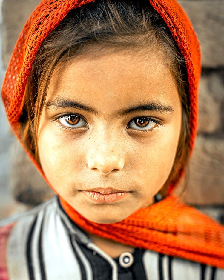 Portrait Of Girl In Handkerchief Outdoors