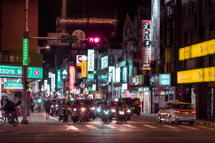 Traffic On City Road At Night