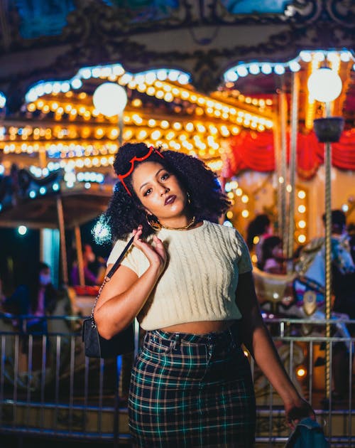 Beautiful Woman Wearing a Crop Top and Plaid Skirt