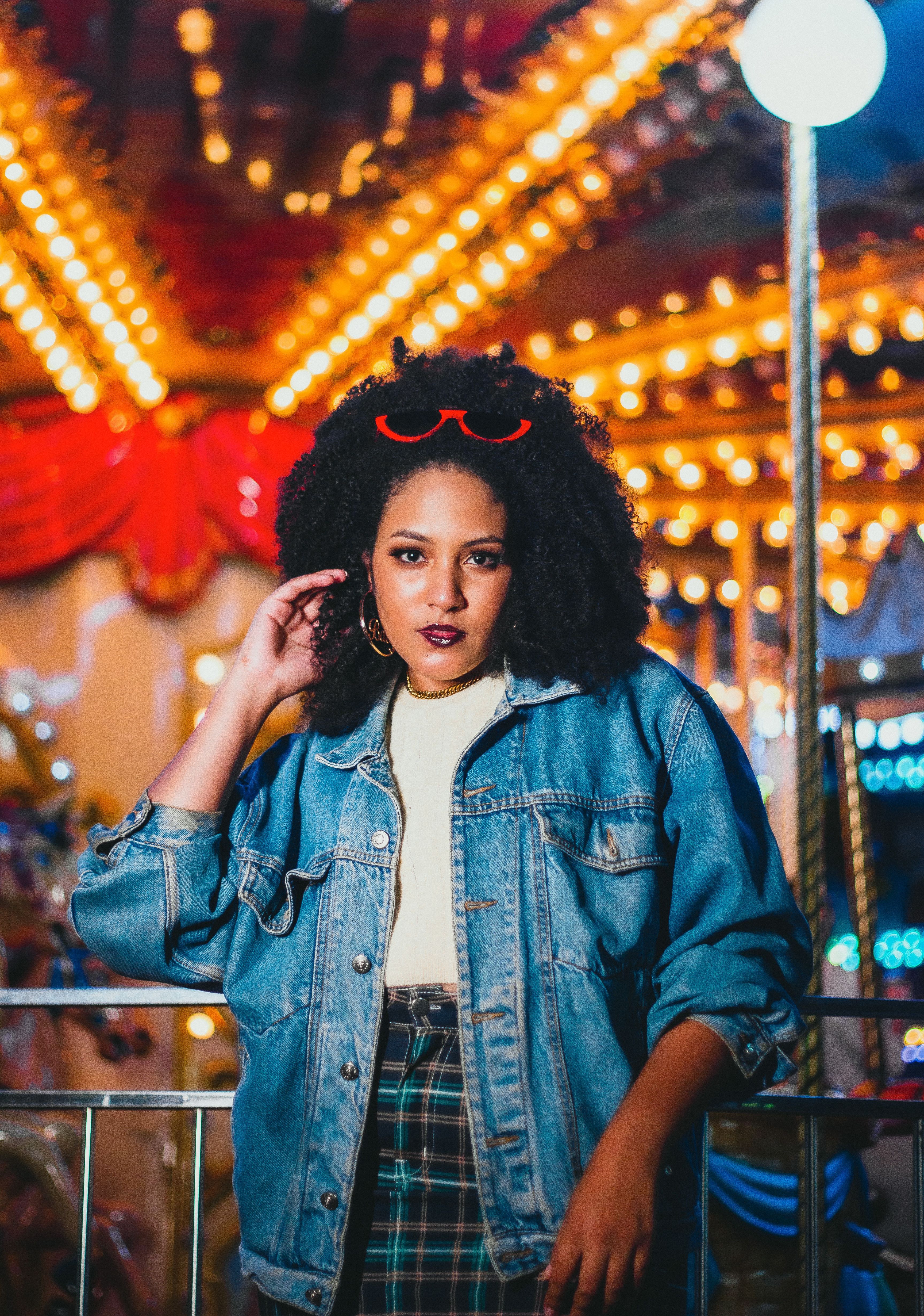 A Woman wearing Denim Jacket · Free 