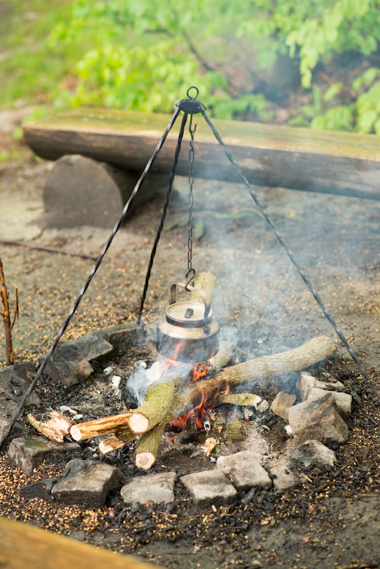 Kettle Hanging Over Campfire