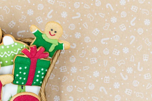 Gingerbread Cookies on a Woven Basket