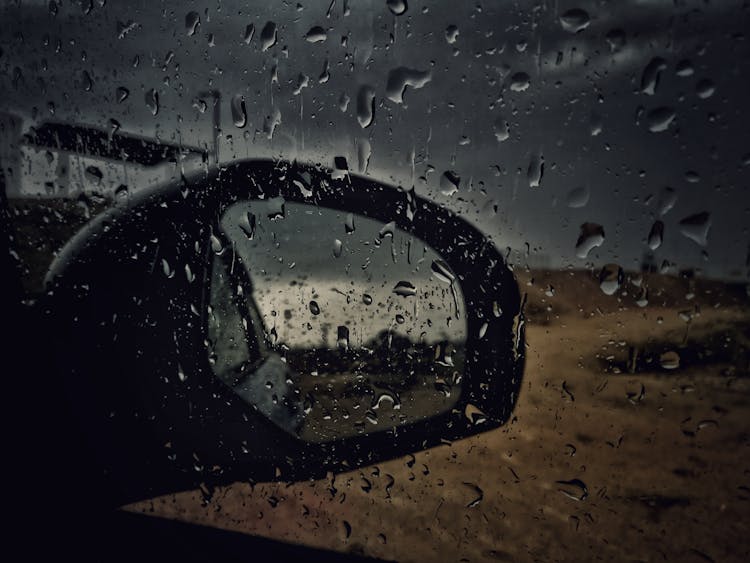 Car Window Panel With Water Droplets