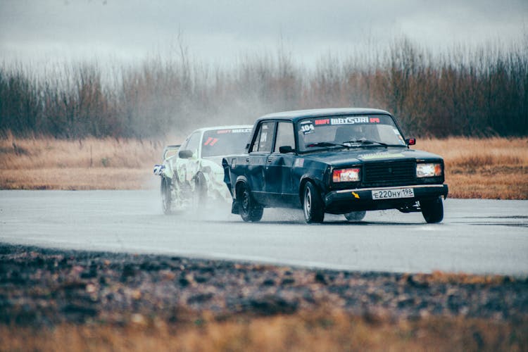 Old Cars Racing On Track