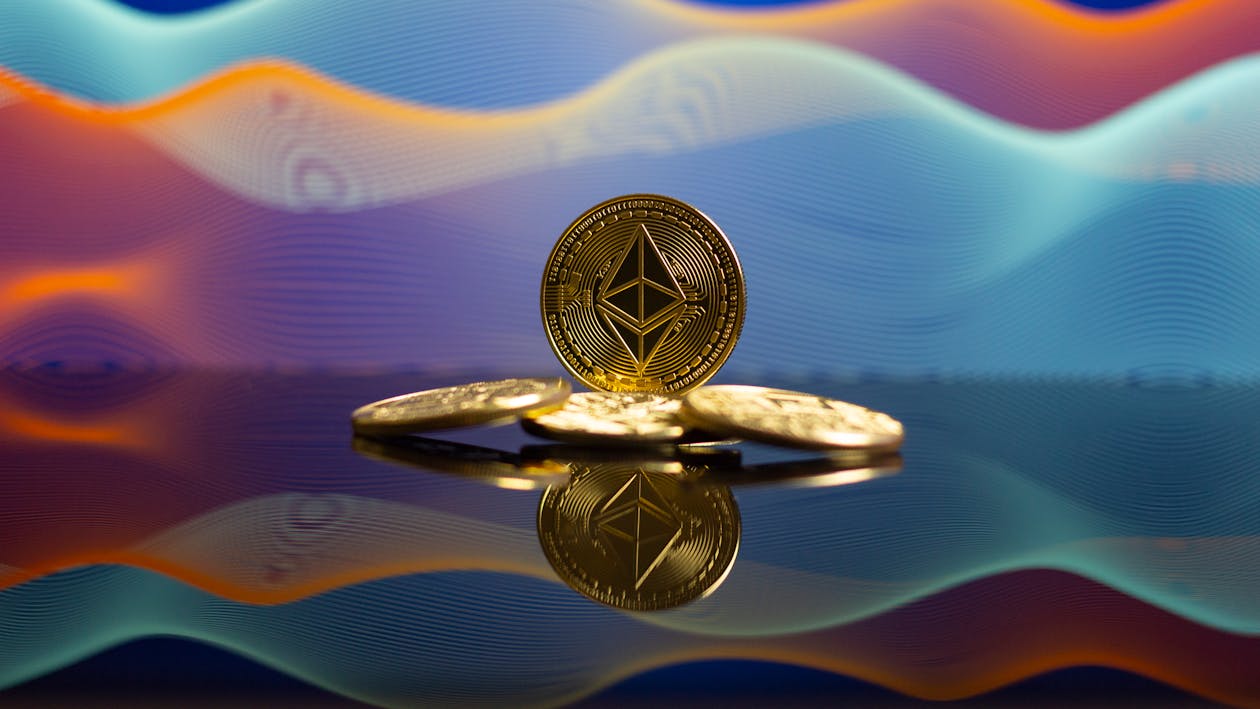 Free Golden Cryptocurrency Coins  Stock Photo