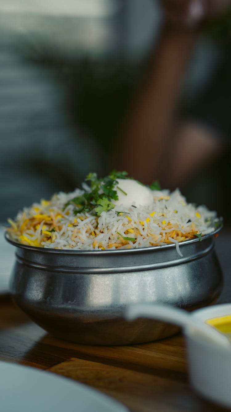 Biryani In Stainless Steel Bowl