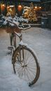 Snow on a Parked Bicycle