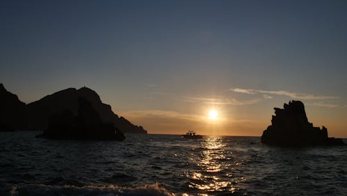Free stock photo of boat sunset